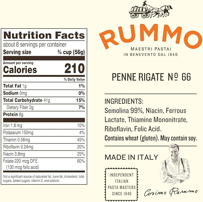 Rummo Pasta Variety Pack - Spaghetti Noodles Fusilli Penne Rigate Farfalle Ziti Made with Semolina Flour Pasta from Italy - 16 Ounce (Pack of 5)