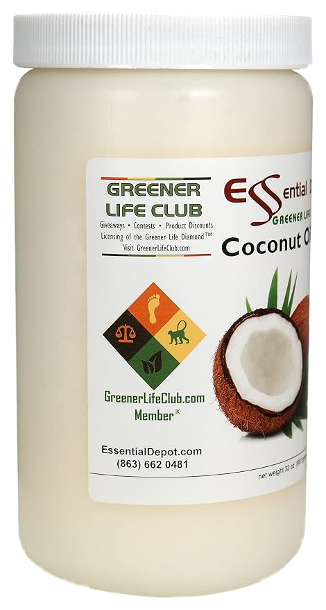 Coconut Oil - 76F - 32 oz in a 1-quart container - No Scent/Odor - also called Coconut Butter - Food Grade - safety sealed HDPE container with resealable lid - microwave-safe (remove foil seal) freez