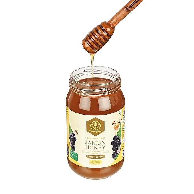 Shiva Organic's Jamun Nectar Honey - NMR Tested Natural Honey No Added Sugar Flavorful - 500g (17.63 Ounce)