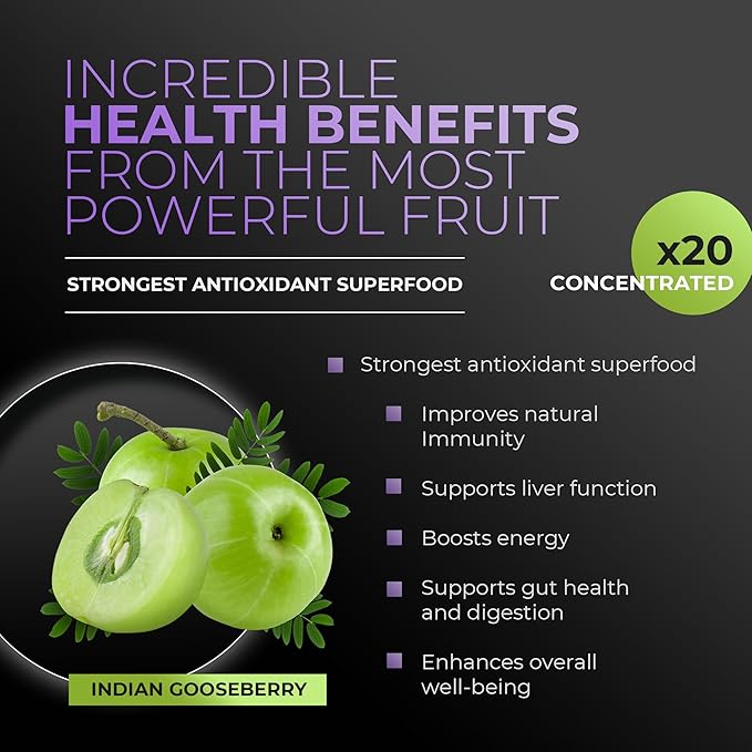 Amla Powder &amp Immunity Blend Superfood Supplement with Elderberry 20x Ultra Concentrated Amla Immune Support Made with Ginger Cinnamon Peppermint Indian Gooseberries Immunity 30 Servings
