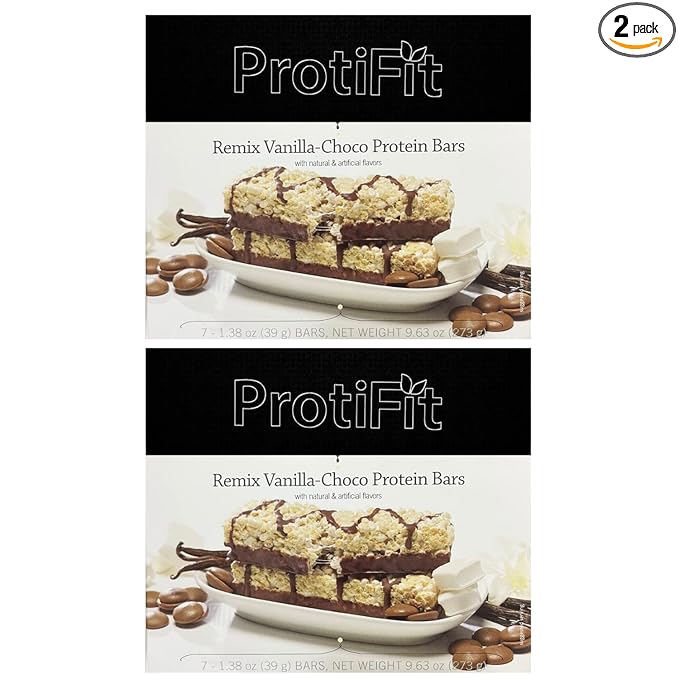 PROTIFIT - Low Calorie Remix Vanilla-Choco Protein Bar 2 Pack High Protein 15g Protein Low Carb Low Sugar Ideal Protein Compatible 7 Servings Per Box (2 Pack)