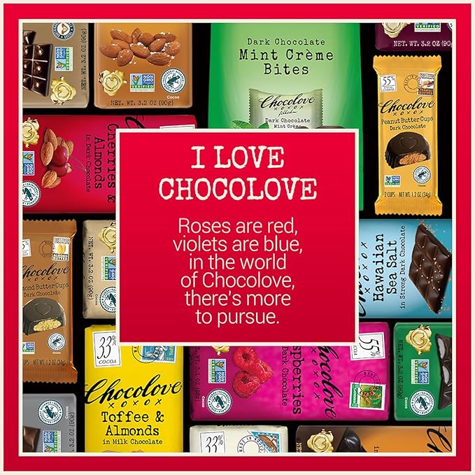 Chocolove Cherry &amp Almonds Dark Chocolate Bars | 55% Cocoa | Infused with Real Cherries &amp Crunchy Almonds | Crafted with Premium Chocolate | 3.2 oz Bar (12 Pack)