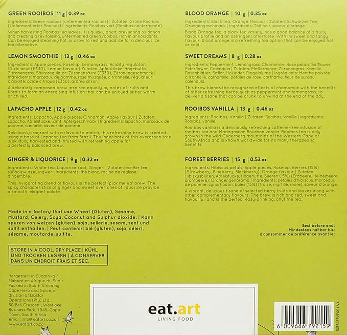 eat.art Tea Botanics | Globally Sourced Herbal Tea Sampler Gift Set | 8-Pack Gift Set