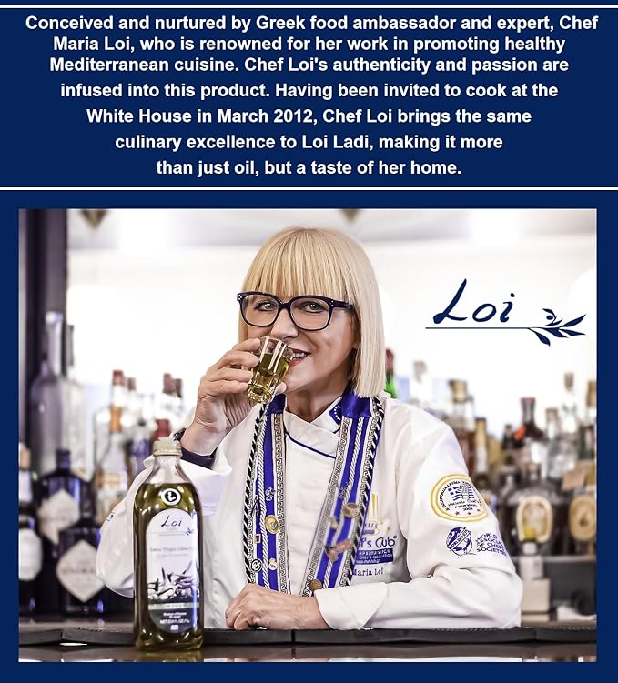 Loi Ladi - Extra Virgin Olive Oil from Crete Greece by Chef Maria Loi Authentic and Unfiltered - 33.8 Fl. Oz.