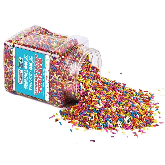 A Great Surprise Dye Free Rainbow Sprinkles - 1.5 Pounds - All Natural - Vegan Sprinkles for Baking Ice Cream Cookies Cupcakes