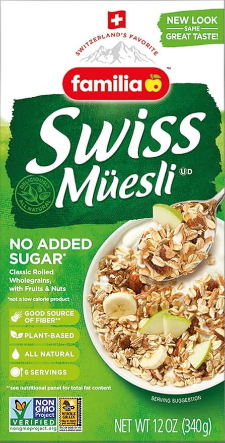 Familia Swiss Muesli Cereal Sugar Free 12 oz (Pack of 6)