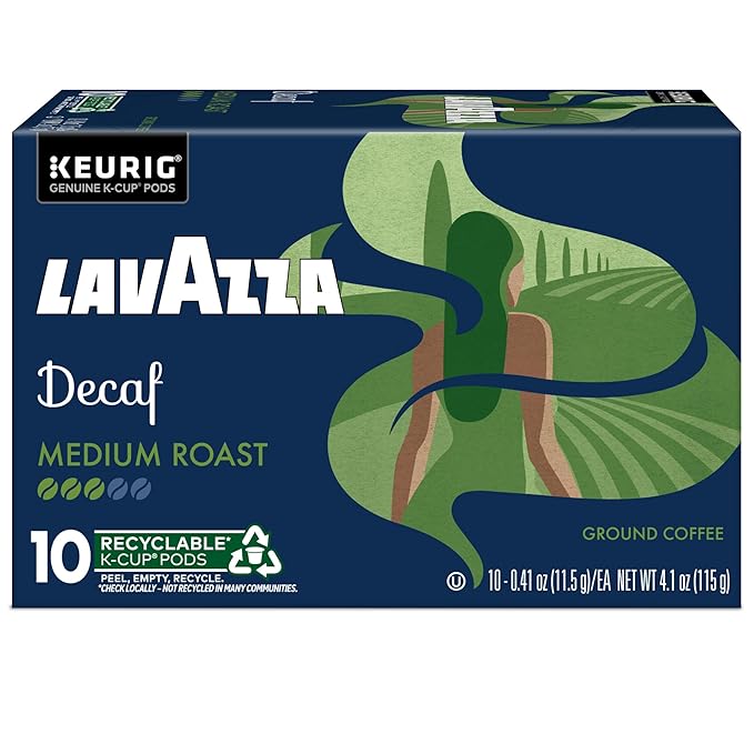 Lavazza Decaf Single-Serve Keurig K-Cup Pods Medium Roast Coffee 60-Count Box (6 Packs of 10)