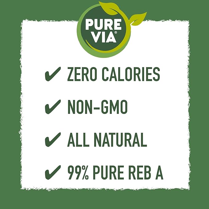 PURE VIA Stevia Sweetener Packets Sugar Substitute Natural Sweetener Zero Calorie Natural Sweetener Packets 1000 Count