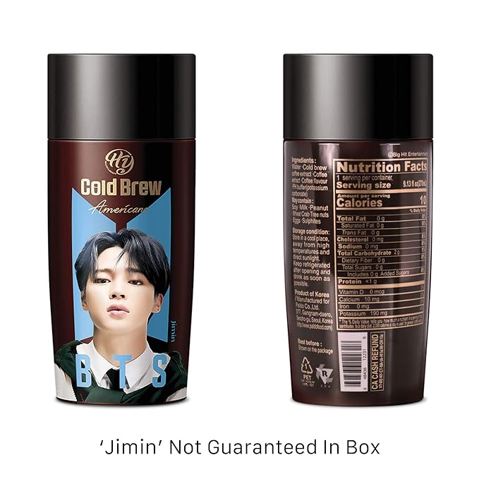 PALDO BTS BangTan Kpop Cold Brew Americano Coffee Bottled Drinks Ready To Drink Unsweetened Beverage Bottle Random Assortment Box (24 Pack x 9.13 Fl Oz)
