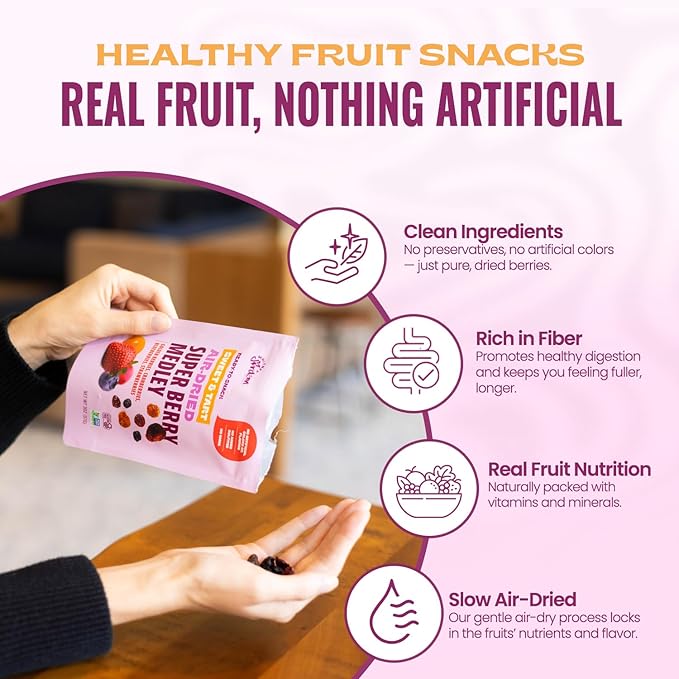 Whitney Jordan Naturals Air-Dried Super Berry Medley 16 oz Pack of 2 - Dried Fruit Snack Made from Real Berries - Non-GMO Gluten-Free Vegan Chewy Real Fruit for Clean Snacking