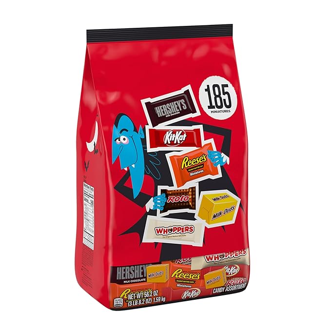 Hershey Miniatures Assorted Flavored Halloween Candy Bag 56.2 oz (185 Pieces)