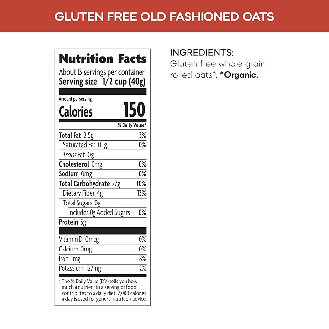 Nature's Path Organic Old Fashioned Oats Oatmeal 18 oz (Pack of 6) Gluten Free Non-GMO