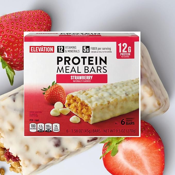2-PACK Irresistible Delicious Strawberry Protein Meal Bars! Soft &amp Chewy Yogurt-Covered 12g Protein! Fuel Your Day with This 12-Pack of Pure Bliss!