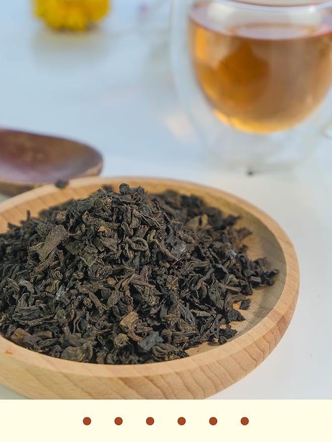 GLDNT Organic Pu-erh Tea Yunnan Ripe Pu'erh Tea Loose Leaf Fermented Dark Tea Bold &amp Smooth Flavor Caffeinated 16oz (Pack of 2)