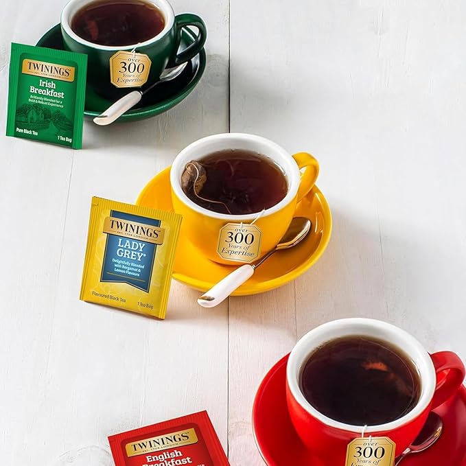 Twinings Tea Bag Sampler Variety with Brown Wooden Organizer (60 Tea Bags) 40 Different Flavors Gift for Tea Lovers: Women Men Mom Dad Family Friends Couples