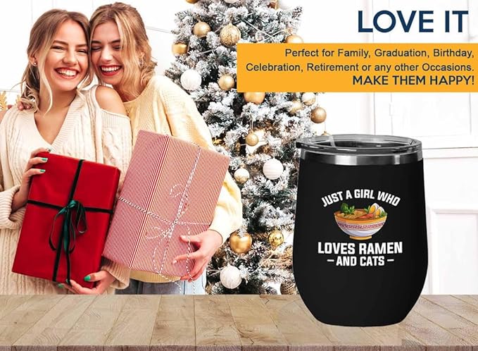 Ramen Lover Black Edition Wine Tumbler 12oz - Just a girl who loves - Food Lovers chicken pumpkin vegan pantry spicy noodles
