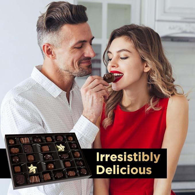 Gourmet Chocolate Gift Box Valentines 27 Chocolates Pack of Premium Belgium Assorted Chocolate Ideal for Easter Gift Basket and Holiday Celebrations 11.3 OZ