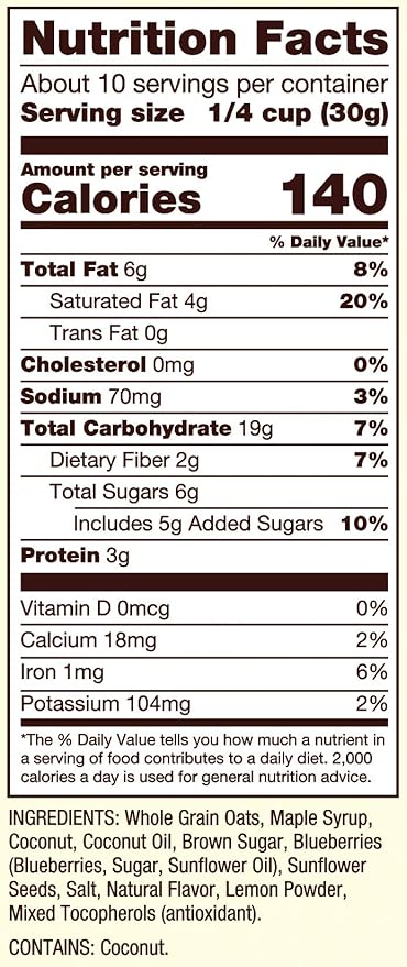 Bob's Red Mill Lemon Blueberry Granola 11oz (Pack of 6) - Non GMO Whole Grain Kosher