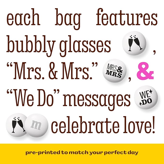 M&ampM’S WORLD “Mrs. and Mrs.” Milk Chocolate Candy 5 lbs Bulk Candy for Wedding Decorations Unique Favors or Cake Topper