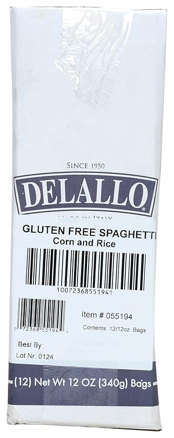 Delallo Gluten Free Corn &amp Rice Spaghetti Pasta Non-GMO 12 Oz (Pack of 12)