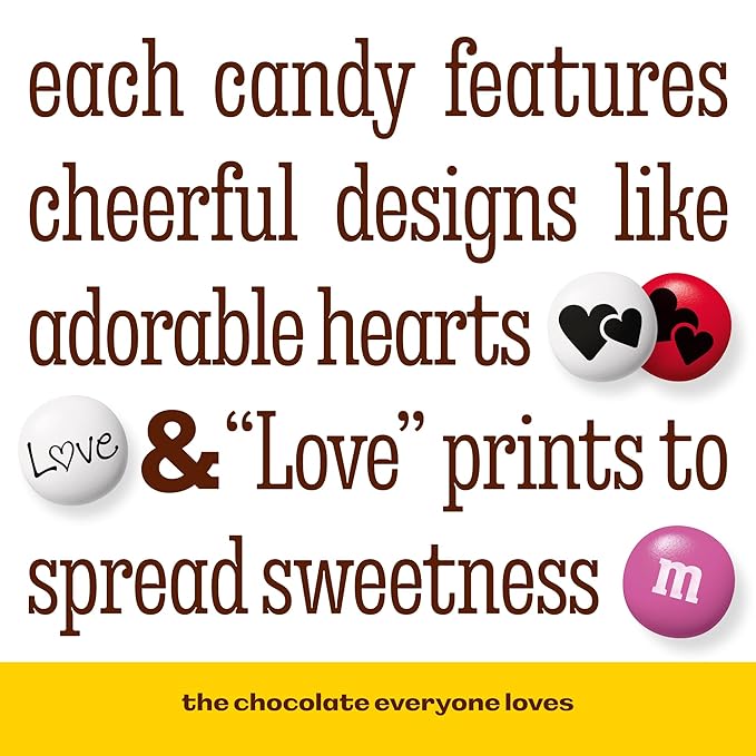 M&ampM’S Heart Party Favors Set of 30 Milk Chocolate Valentine’s Gifts for Groups Classroom Exchanges and Party Décor Individually Wrapped Red White and Pink M&ampM’S with Heart and LOVE Desig