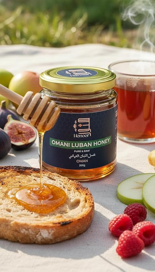 Honoor Omani Luban Honey 200g – Rare A+ Grade Pure &amp Raw Frankincense Blossom Honey Premium Natural from Oman Limited Harvest Authentic &amp Rare