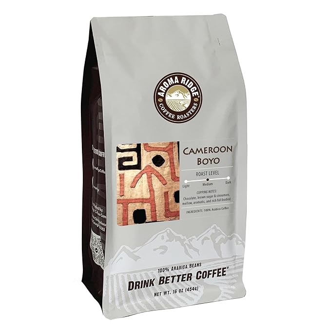 Aroma Ridge Cameroon Boyo Coffee Rare Hand Selected Beans Grown in Rich Volcanic Soil 16ounce Whole Bean