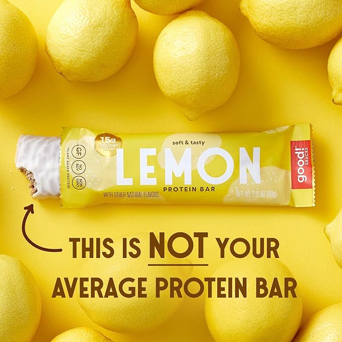 good! Snacks Lemon Vegan Protein Bar Soy &amp Gluten Free Plant Based Low Sugar 15g Clean Protein Natural Healthy Superfood Snack Kosher Friendly For Athletes &amp Active Lifestyles 12 Bars
