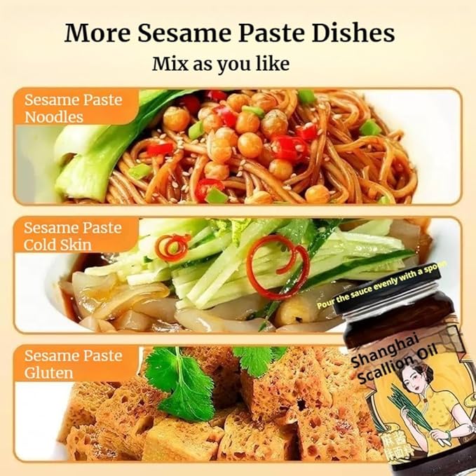 Scallion Oil Noodle SaucSesame Scallion Oil Noodle SauceAuthentic Chinese Flavor Ready-to-Use Stir Fry Sauce for Noodles Rice &amp Dumplings 8.4oz/240g (Two bottle combination pack)
