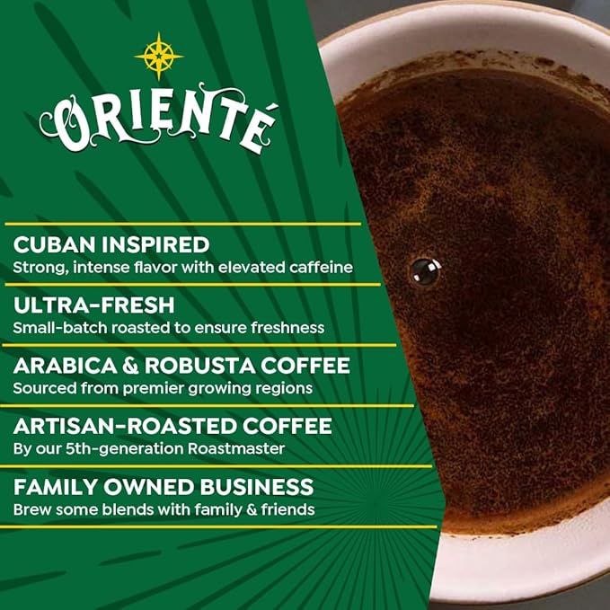 Oriente Sweetened Espresso with Cinnamon Coffee Pods 50 ct Dark Roast Flavored Cuban Inspired Coffee in Single Serve Pods - 100% Arabica Beans Compatible with Keurig K Cups Maker