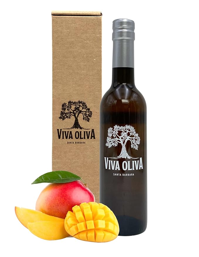 Viva Oliva Alfoos Mango White Balsamic Vinegar - 375ml (12.7oz) - Premium Quality - 100% Natural - Barrel Aged Gourmet Balsamic from Modena Italy