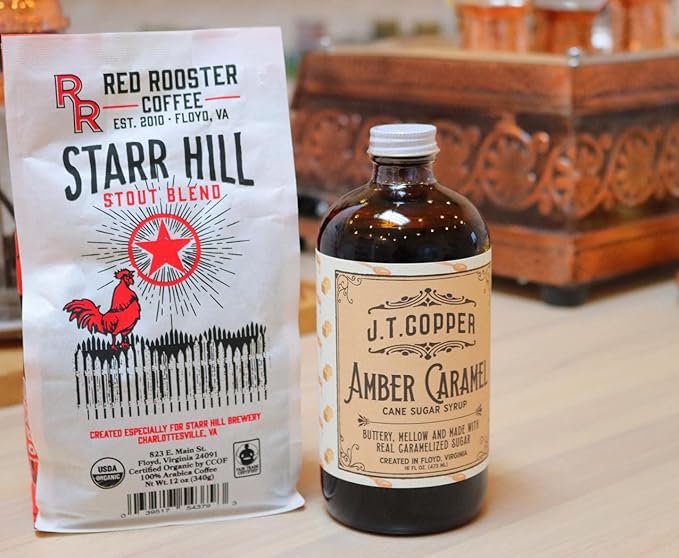 Red Rooster Coffee Organic Starr Hill Stout Coffee – Medium-Dark Roast Whole Bean – Notes of Dark Chocolate Praline &amp Citrus – 2LB – USDA Organic Fair Trade