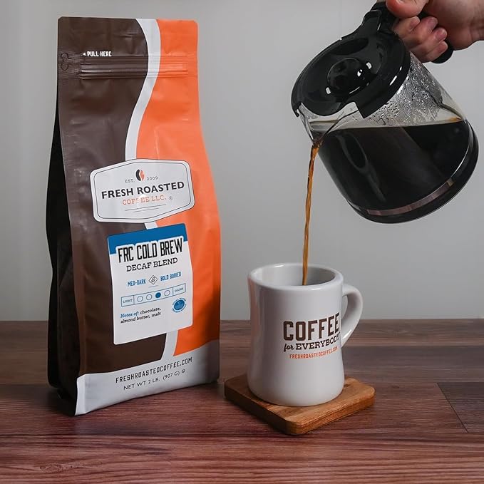 Fresh Roasted Coffee FRC Cold Brew Decaf 2 lb Medium-Dark Roast Kosher Whole Bean