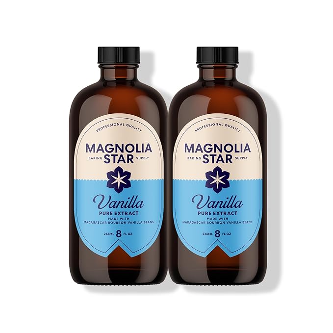 Magnolia-Star Pure Vanilla Extract 16 oz. Made from Hand-Selected Madagascar Bourbon Beans Non-GMO and Gluten-Free Baking Vanilla (8oz. Bottles 2 Ct)