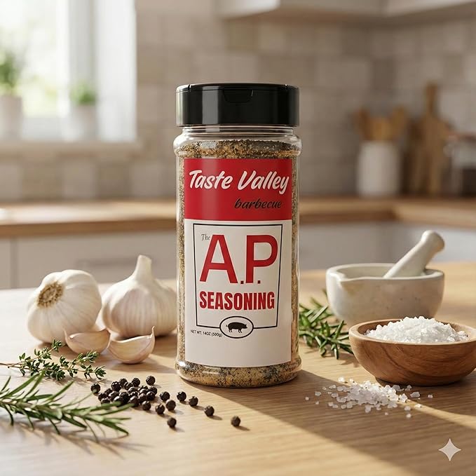 Taste Valley Barbecue A.P. Seasoning All-Purpose BBQ Rub for Pork Beef Chicken &amp Vegetables 14 oz