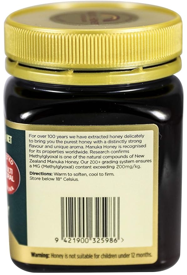 Nelson Honey Natural Manuka Honey 200+MG Factor 250g (.55lbs) Genuine New Zealand non-GMO - BPA Free Jar - 100% guaranteed (Ability to easily access test results by using the Jar Batch code