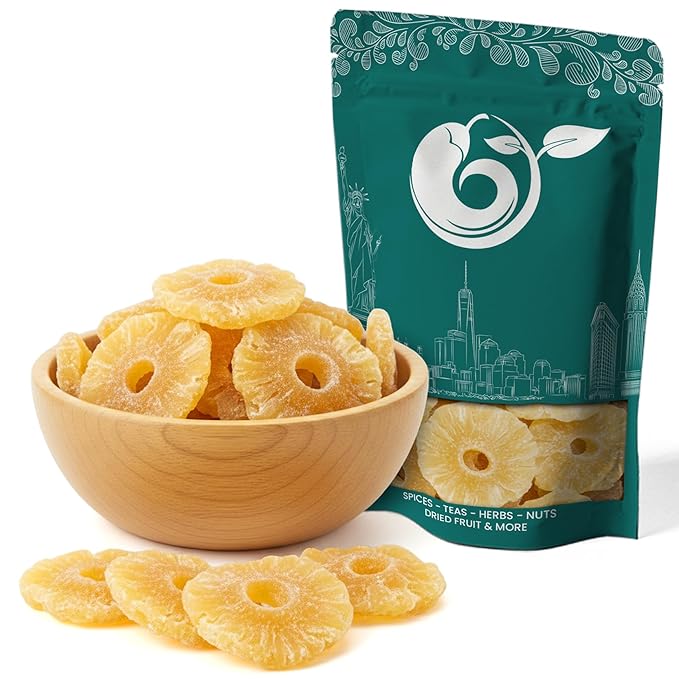 NY Spice Shop All Natural Pineapple Rings - 3 Pound Tropical Pineapples Dried Fruit Snacking - Dried Fruit Pineapple Slice for Baking Topping &amp Smoothies - Pineapples Tidbit for Dessert Party Sna