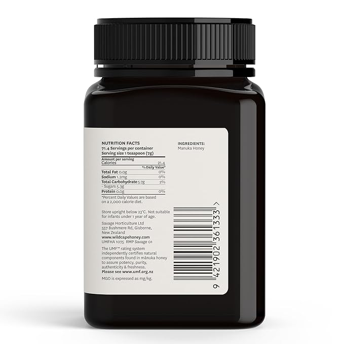 WildCape Manuka Honey Certified UMF 10+/MGO 263+ - 100% Pure Raw Unpasteurized Non-GMO Made in New Zealand - 17.6 oz (Pack of 1)