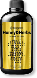 HoneyPlusCo | Honey&ampHerbs - Natural Honey Cough &amp Cold Relief +Immune Support - BroncoHoney (Reinforced with Propolis Garlic Lemon Mint Eucalyptus &amp More for Cough Cold Allergy) - 12