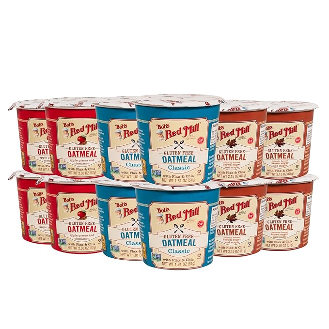 Bob's Red Mill Oatmeal Cup Variety Pack (Classic Maple Apple) 1 cup (Pack of 12) - Non GMO Whole Grain Kosher