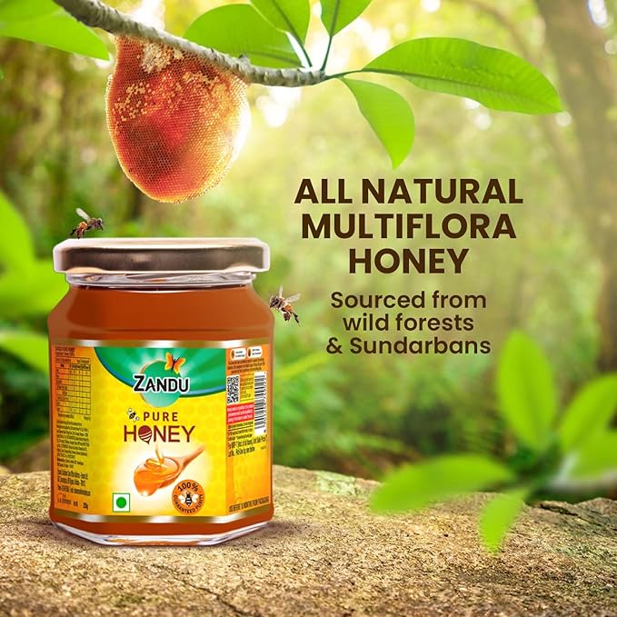 Zandu Pure Honey with Cinnamon Green Tea &amp Lemon 100% Purity No Added Sugar 250g