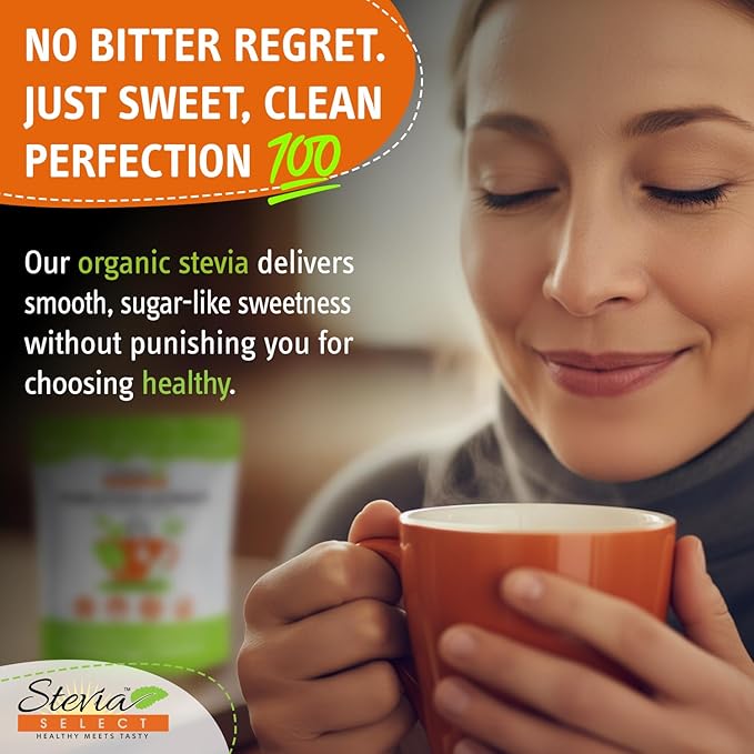 Stevia Select Organic Stevia Powder Sugar Free Plant Based Stevia Sweetener Non GMO Pure Stevia Extract Sugar Substitute No Additives Zero Calorie 16 Oz