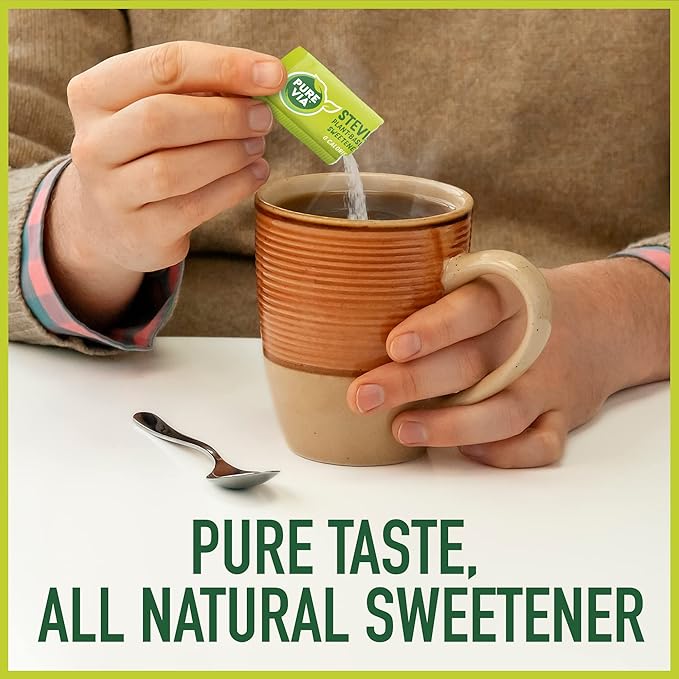 PURE VIA Stevia Sweetener Packets Sugar Substitute Natural Sweetener Zero Calorie Natural Sweetener Packets 1000 Count