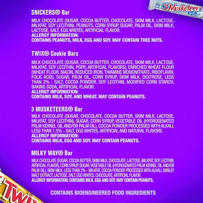 SNICKERS TWIX MILKY WAY &amp 3 MUSKETEERS Individually Wrapped Variety Pack Full Size Milk Chocolate Candy Bars Bulk Assortment 33.31 oz 18 Bars