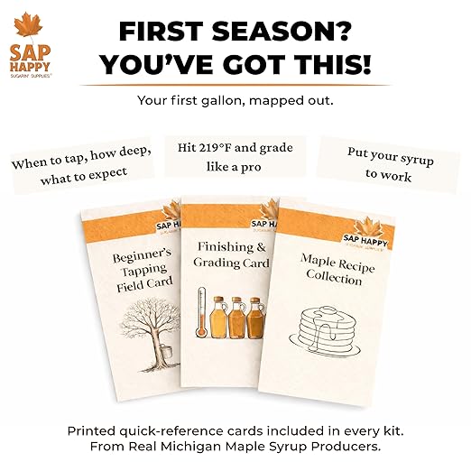 Maple Syrup Tapping Kit - (10) Taps for Maple Trees (10) 3' Food Grade Maple Syrup Tubing Drops (5) 1 Quart Maple Syrup Filters Maple Syrup Drill Bit Detailed Instructions Recipe Cards
