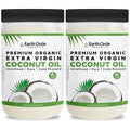 Earth Circle Organics Premium Ultra Pure Extra Virgin Coconut Oil Cold Pressed Baking Smoothies Skin &amp Hair Care Gluten-Free Keto &amp Paleo Friendly (32 Ounce Unrefined) - Pack of 2