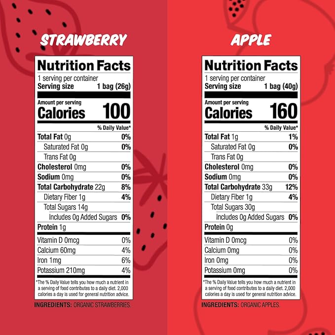 Made In Nature Organic Puffed Fruit Favorites Pack 1.1 Ounce Bag (Pack of 4) - Includes 2 Strawberry 2 Apple