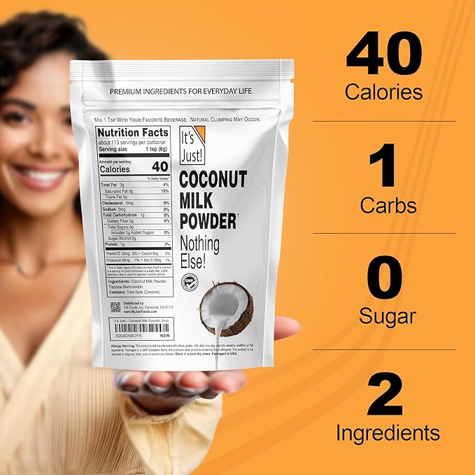 It's Just - Coconut Milk Powder 24oz Dairy-Free Coconut Milk Beverage Keto Friendly MCTs Two Ingredients Non-GMO Product of Sri Lanka