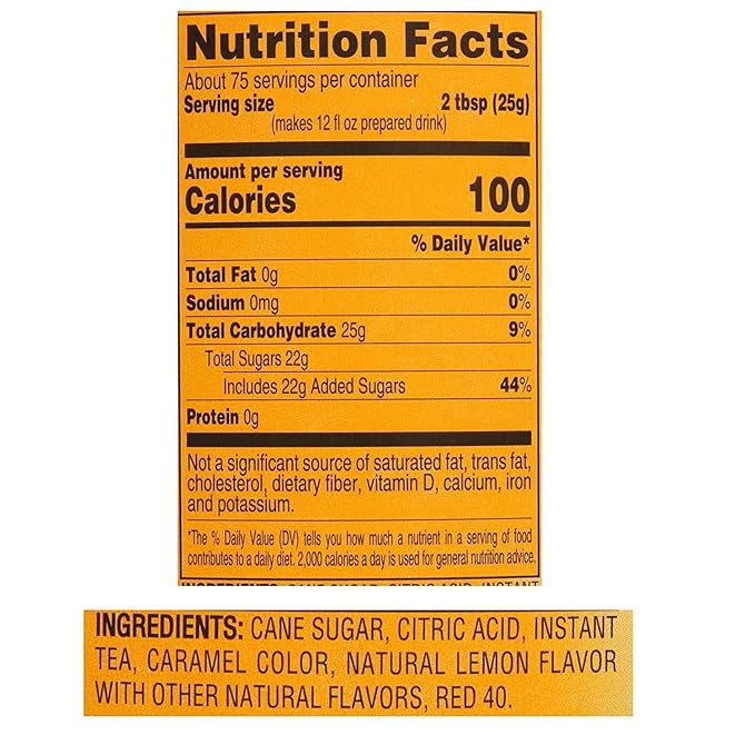 4C Powdered Drink Mix Cannisters Lemon Tea 28 Quarts Family Sized Cannister Thirst Quenching &amp Refreshing Flavors (Lemon Iced Tea 66.1 Ounce (Pack of 6))