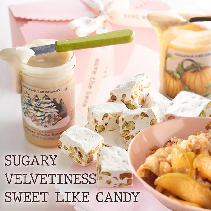Savannah Bee Whipped Honey Gift Set - 12 oz Gourmet Honey Duo Set (12 Oz Pumpkin and Winter White)